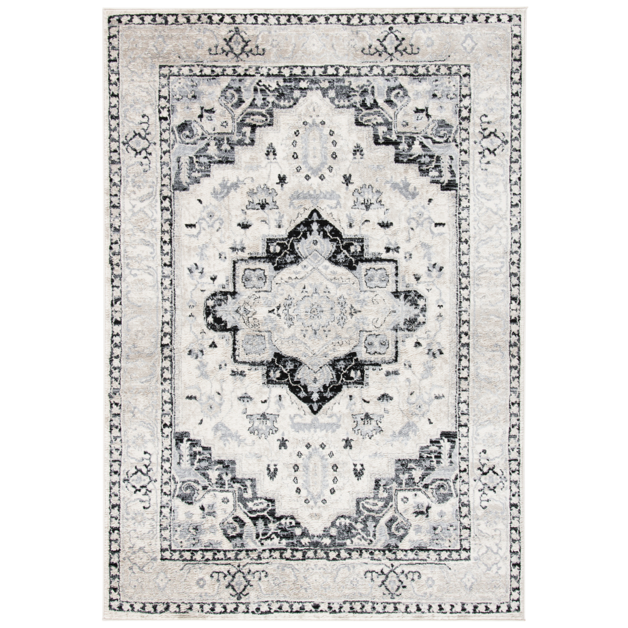 SAFAVIEH Brentwood Collection BNT851C Ivory / Black Rug - 4' X 6'