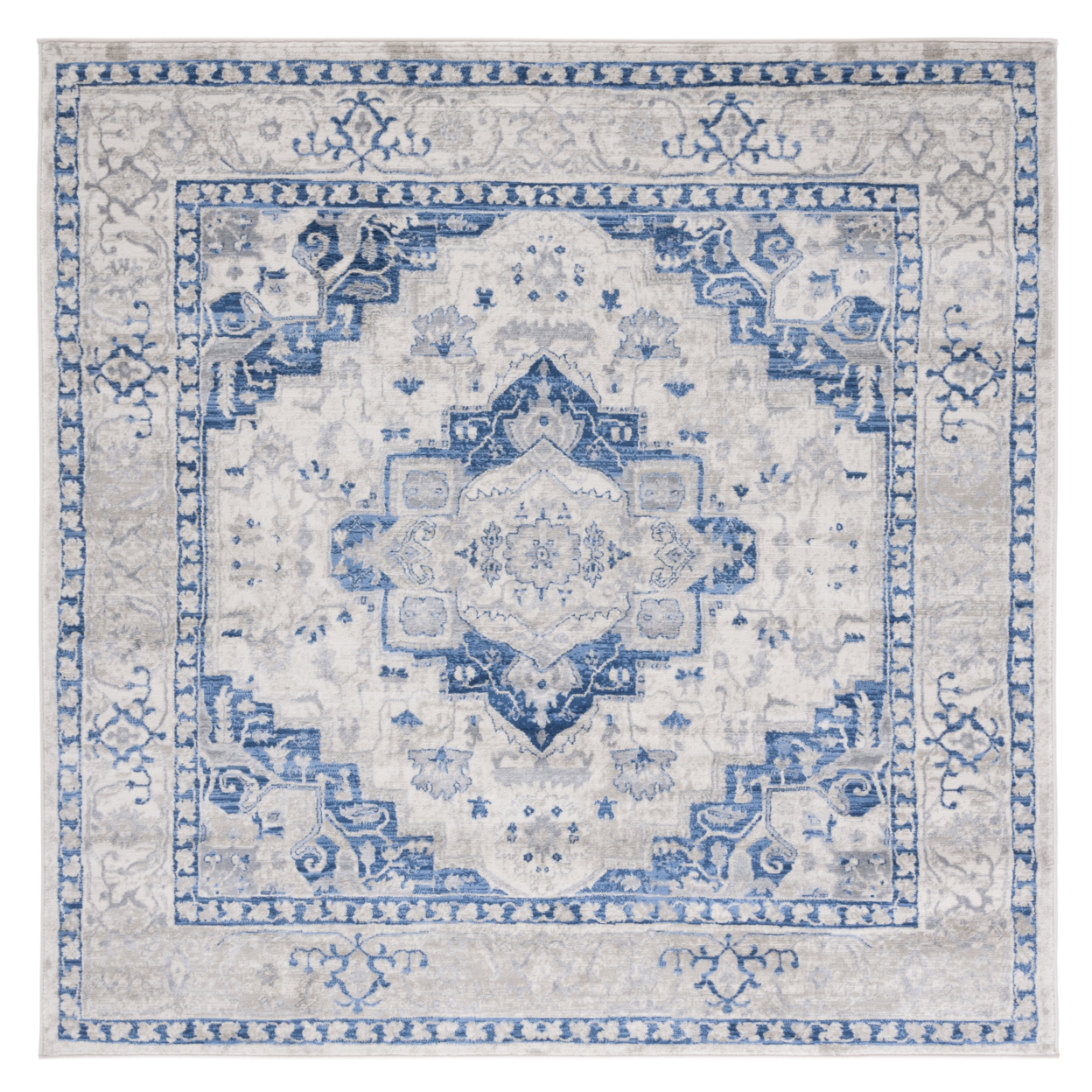 SAFAVIEH Brentwood Collection BNT851A Ivory / Blue Rug - 6' 7 Square