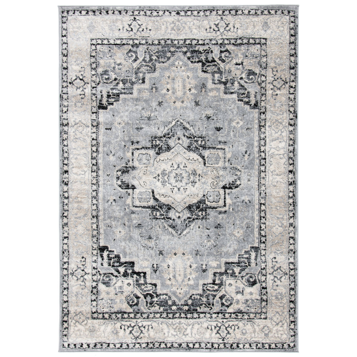 SAFAVIEH Brentwood Collection BNT851K Silver / Black Rug - 8' X 10'