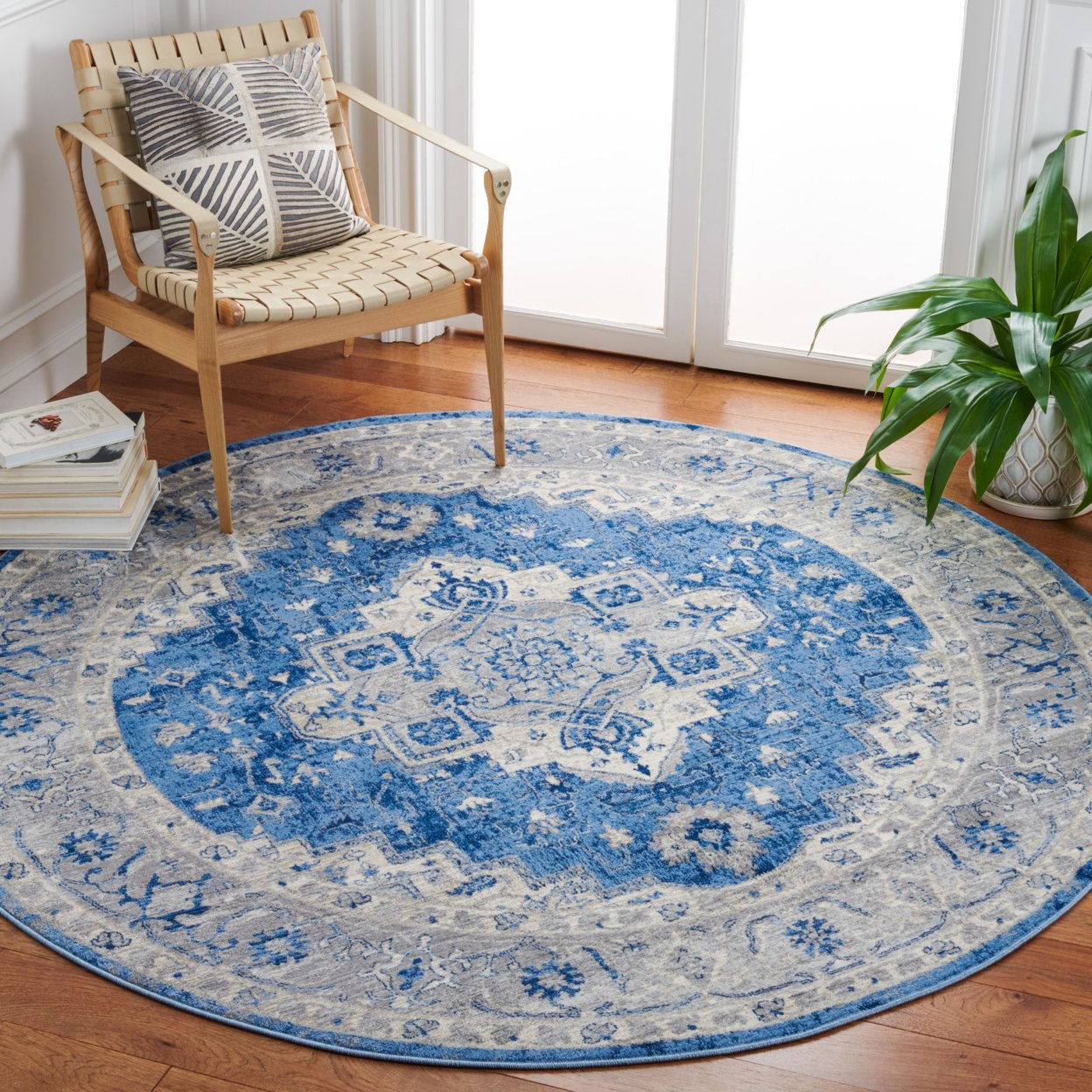 SAFAVIEH Brentwood Collection BNT851M Blue / Grey Rug - 3' X 5'