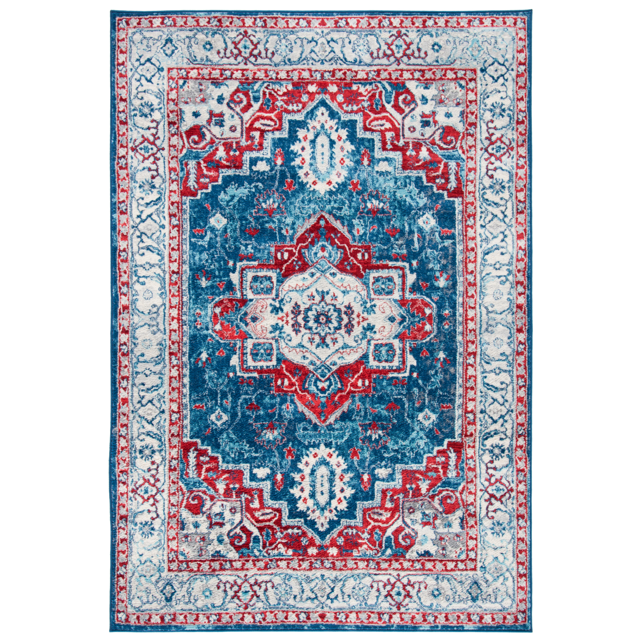 SAFAVIEH Brentwood Collection BNT851P Navy / Red Rug - 3' X 5'