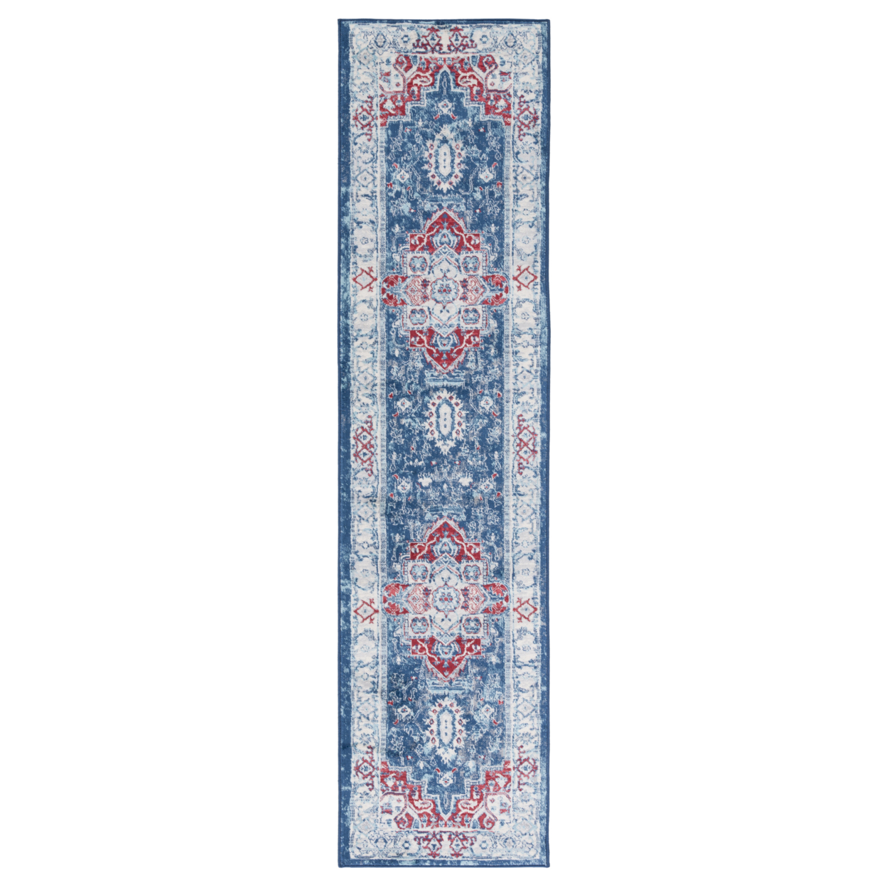 SAFAVIEH Brentwood Collection BNT851P Navy / Red Rug - 2' X 8'