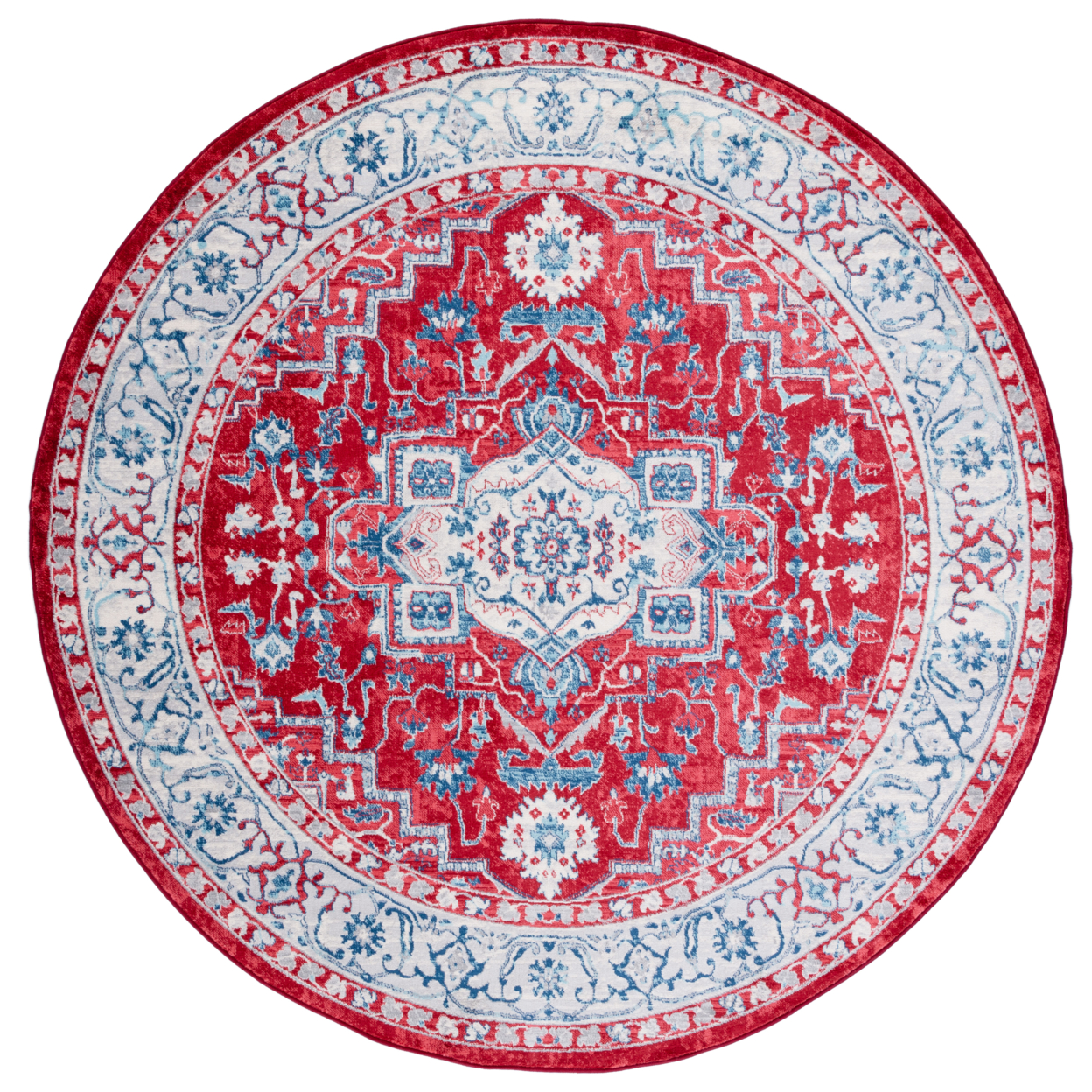 SAFAVIEH Brentwood Collection BNT851Q Red / Beige Rug - 6' 7 Square