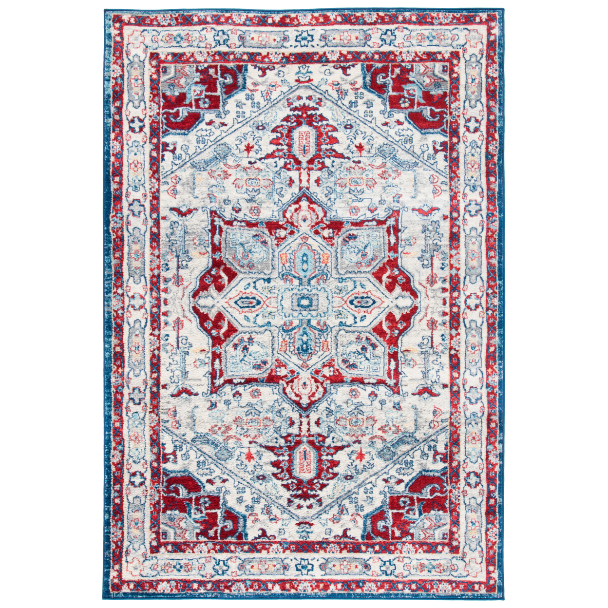 SAFAVIEH Brentwood Collection BNT852E Ivory / Red Rug - 6' X 9'