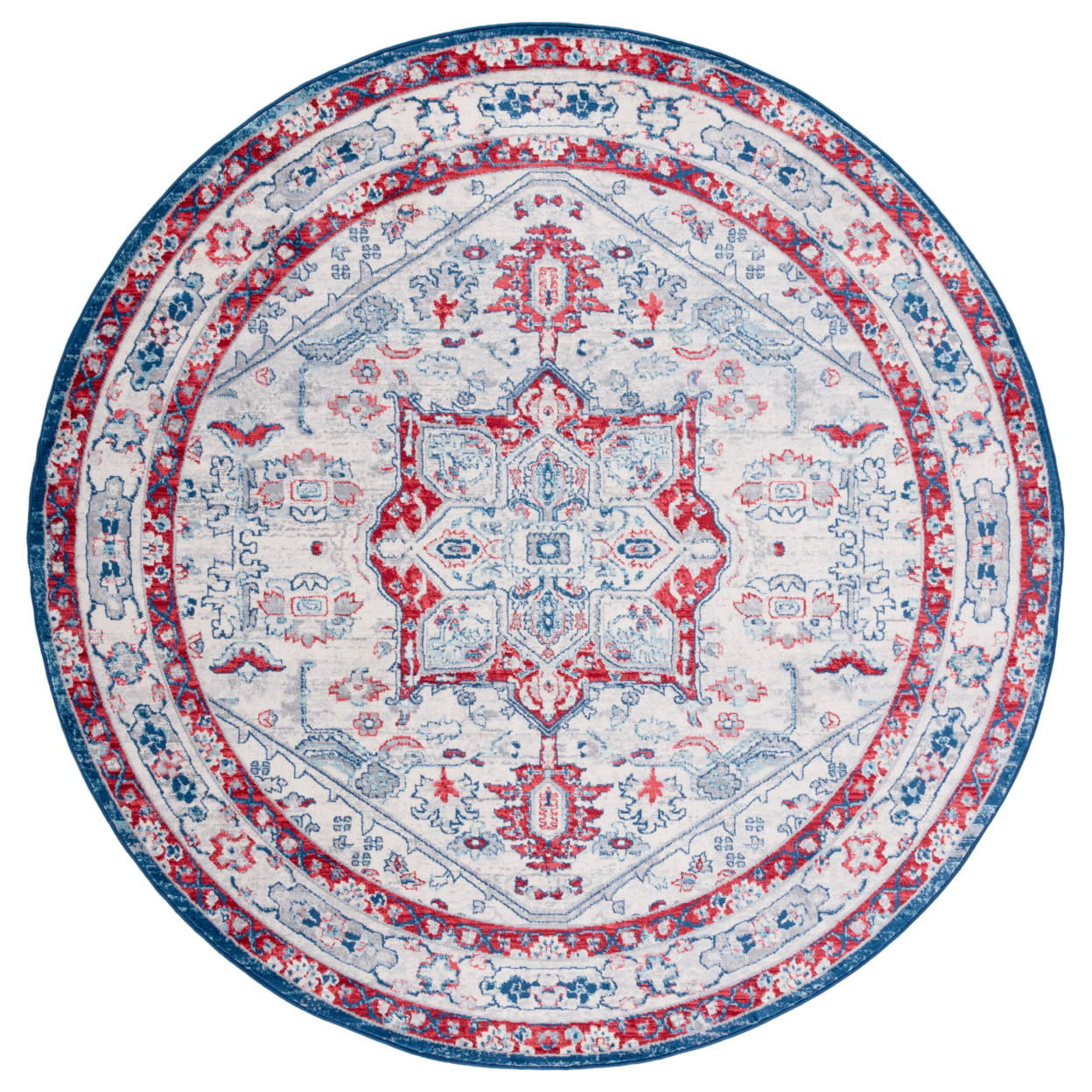 SAFAVIEH Brentwood Collection BNT852E Ivory / Red Rug - 6' 7 Round