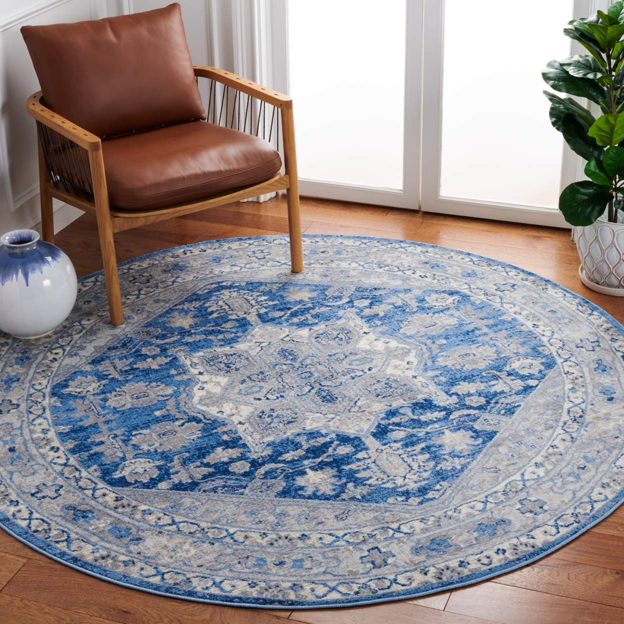 SAFAVIEH Brentwood Collection BNT852M Blue / Grey Rug - 5' 3 X 7' 6