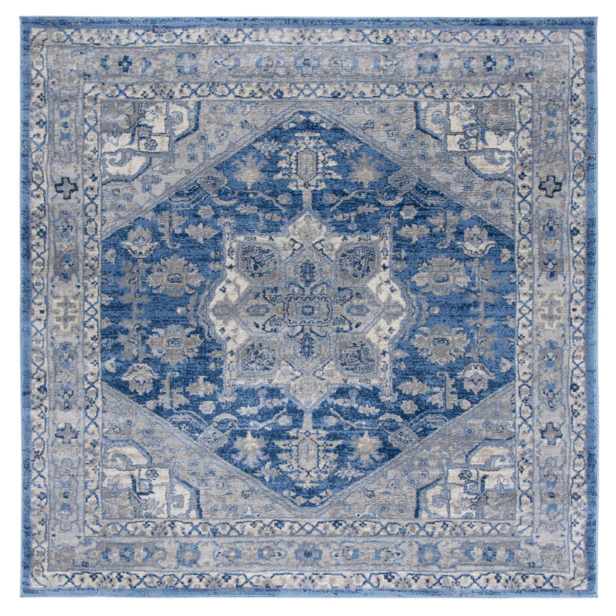 SAFAVIEH Brentwood Collection BNT852M Blue / Grey Rug - 6' 7 Square
