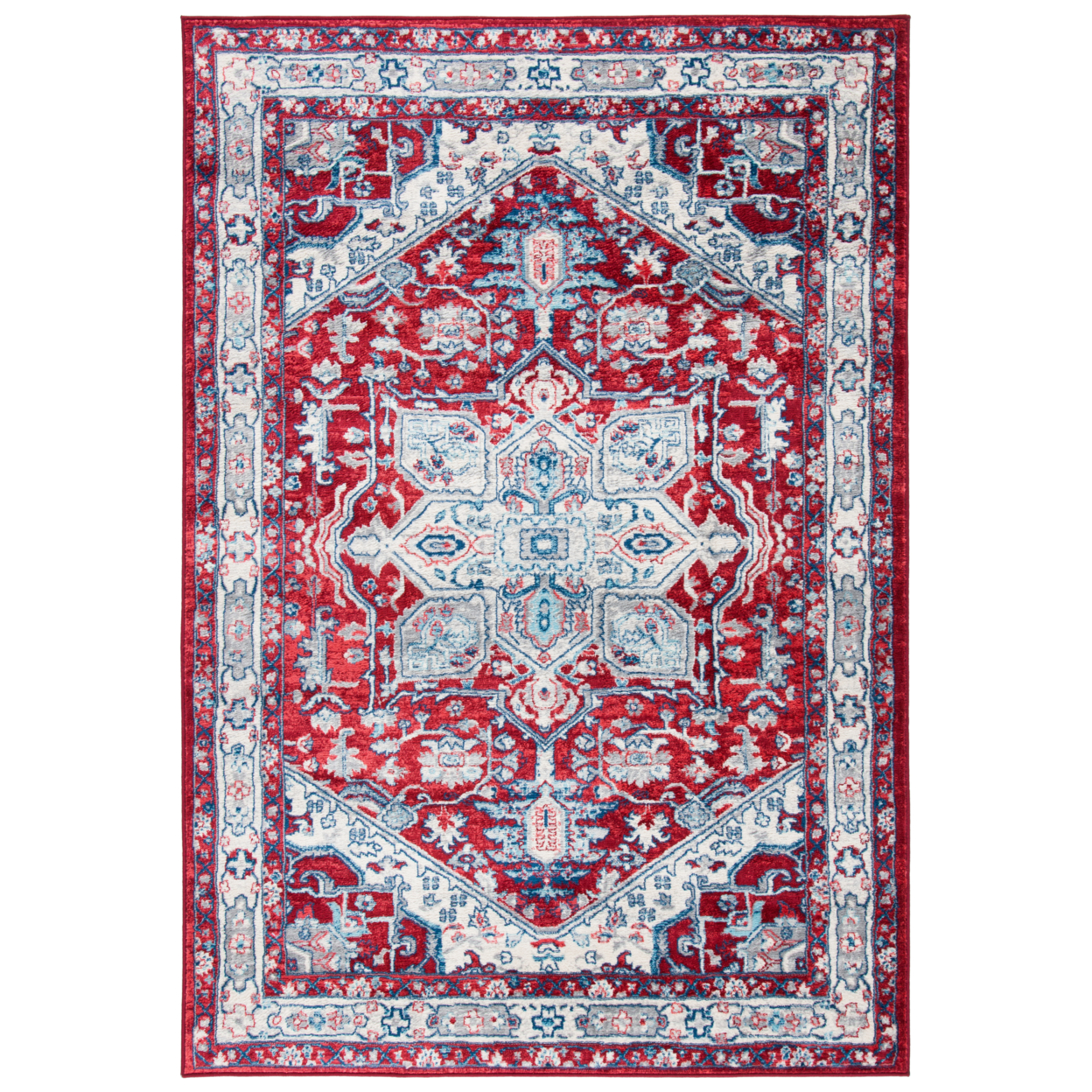 SAFAVIEH Brentwood Collection BNT852Q Red / Ivory Rug - 2' X 8'