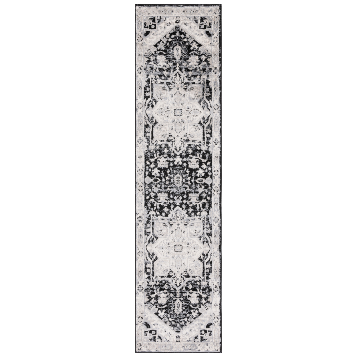 SAFAVIEH Brentwood Collection BNT852Z Black / Ivory Rug - 2' X 8'