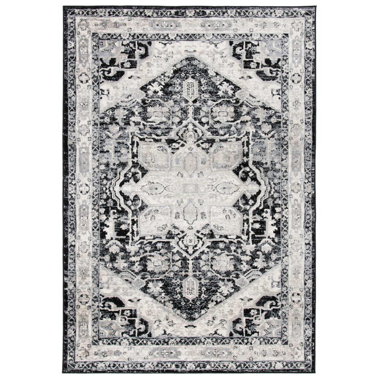SAFAVIEH Brentwood Collection BNT852Z Black / Ivory Rug - 5' 3 X 7' 6