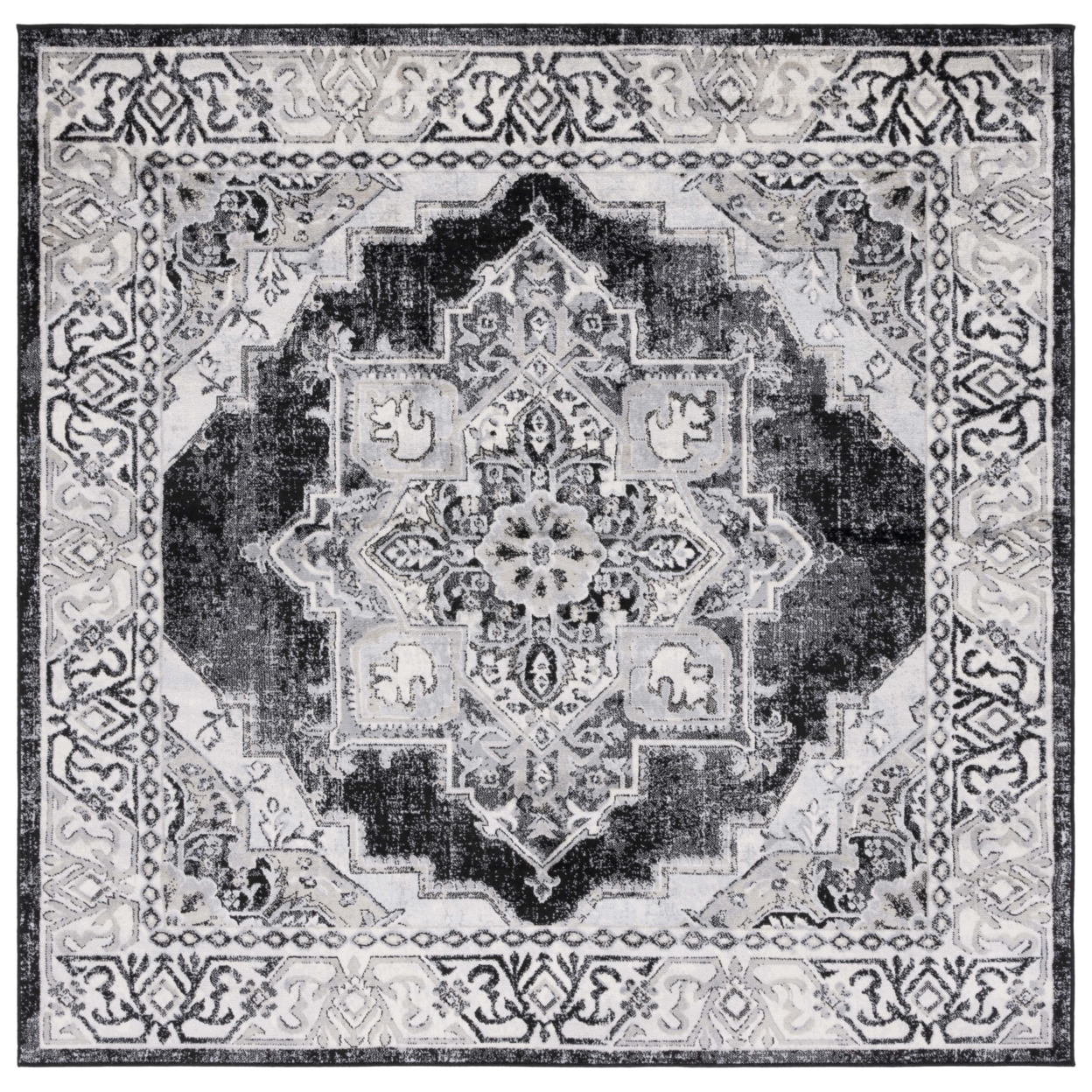 SAFAVIEH Brentwood Collection BNT861A Ivory / Black Rug - 5' 3 X 7' 6