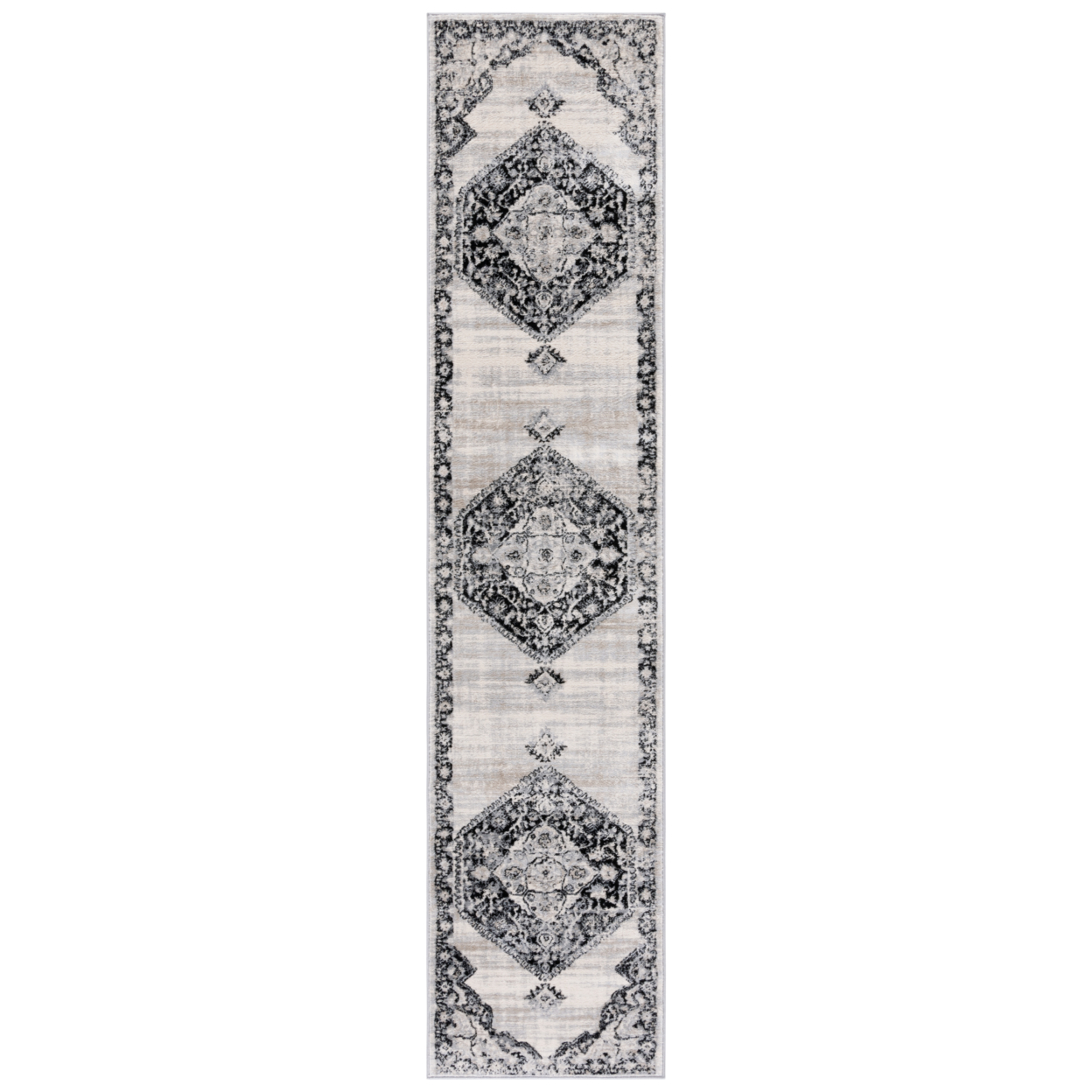 SAFAVIEH Brentwood Collection BNT871Z Black / Ivory Rug - 2' X 9'