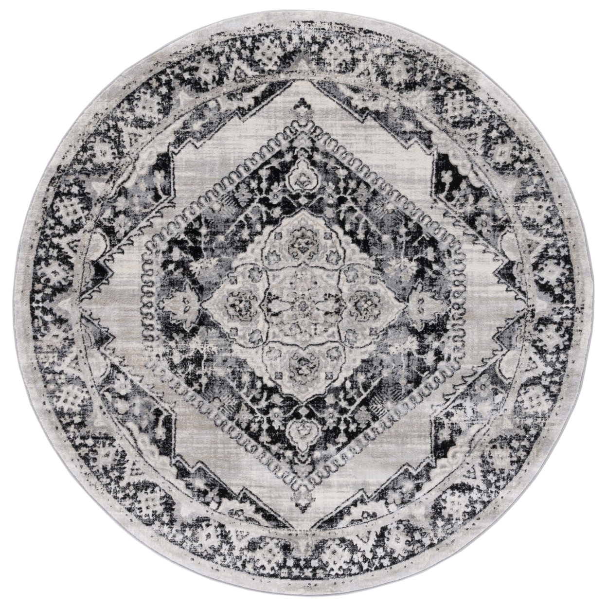 SAFAVIEH Brentwood Collection BNT871Z Black / Ivory Rug - 6' 7 Round