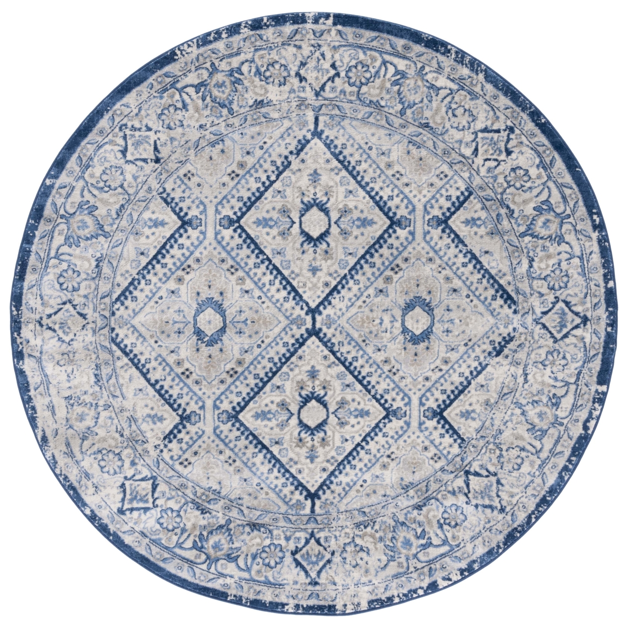SAFAVIEH Brentwood Collection BNT876M Blue / Ivory Rug - 6' 7 Round