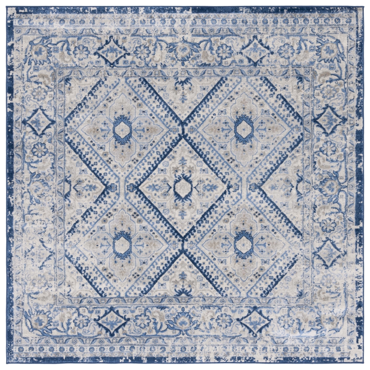 SAFAVIEH Brentwood Collection BNT876M Blue / Ivory Rug - 8' X 10'