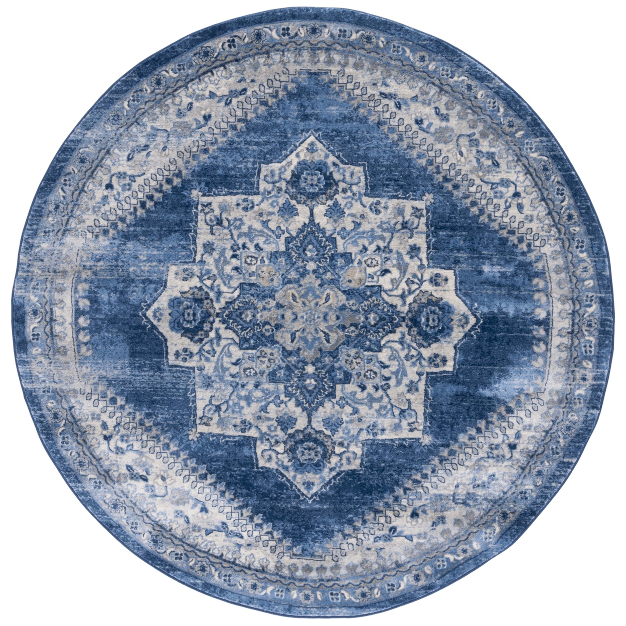 SAFAVIEH Brentwood Collection BNT885A Ivory / Blue Rug - 6' 7 Round