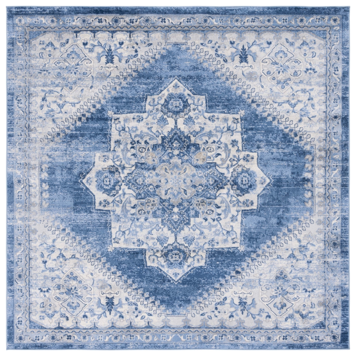SAFAVIEH Brentwood Collection BNT885A Ivory / Blue Rug - 6' 7 Square