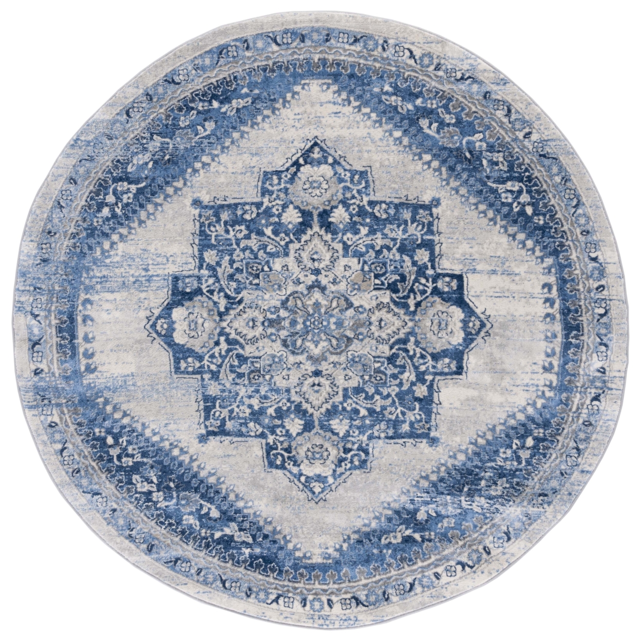 SAFAVIEH Brentwood Collection BNT885M Blue / Ivory Rug - 6' 7 Round