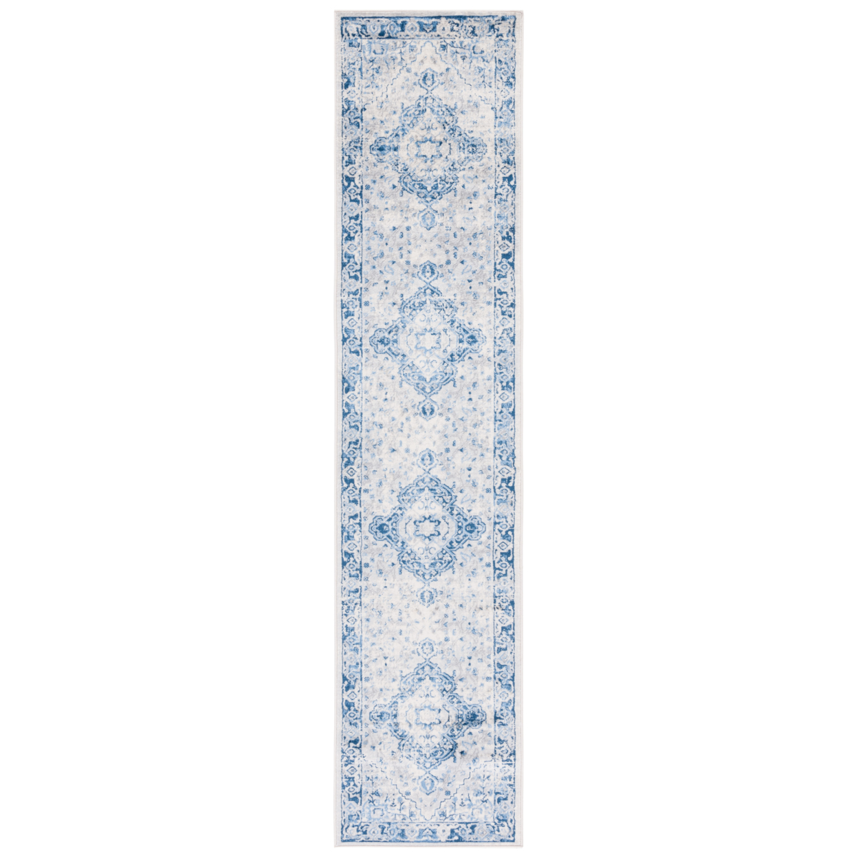 SAFAVIEH Brentwood Collection BNT888M Blue / Ivory Rug - 2' X 9'