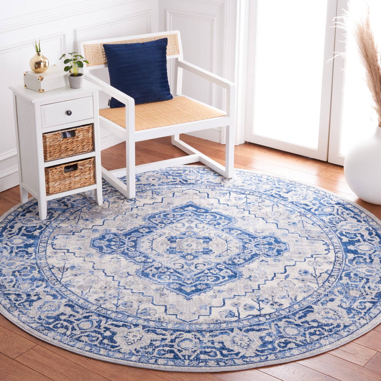 SAFAVIEH Brentwood Collection BNT888M Blue / Ivory Rug - 9' X 12'