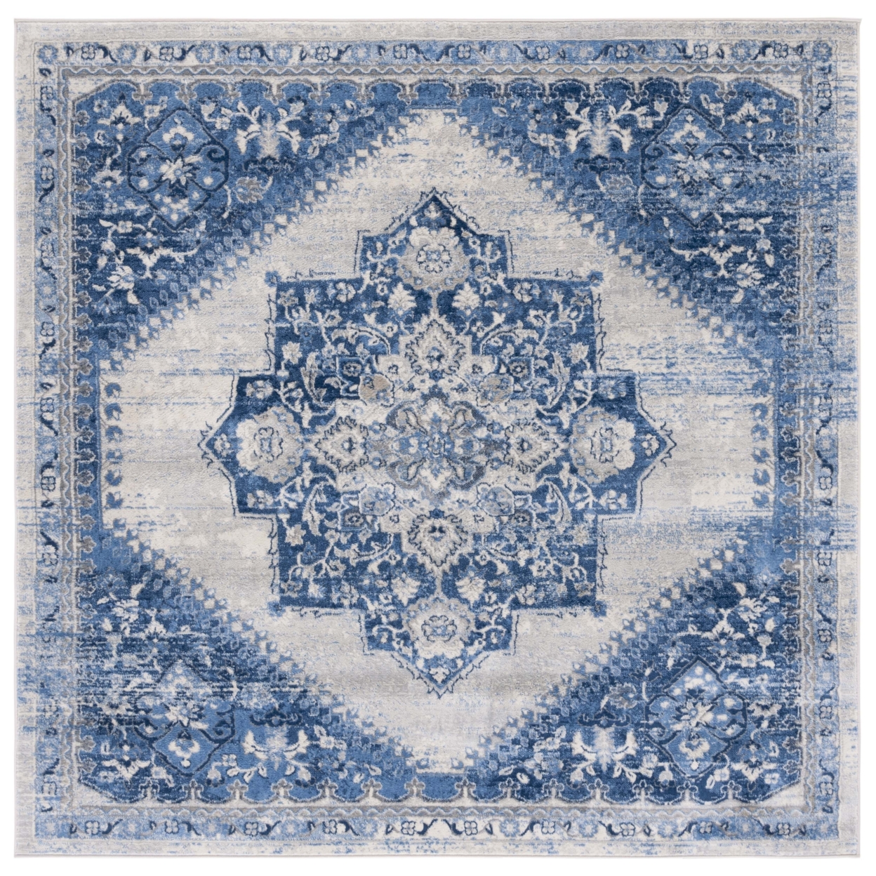 SAFAVIEH Brentwood Collection BNT885M Blue / Ivory Rug - 6' 7 Square