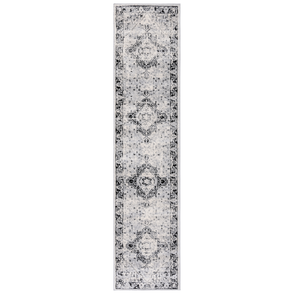 SAFAVIEH Brentwood Collection BNT888Z Black / Ivory Rug - 2' X 9'