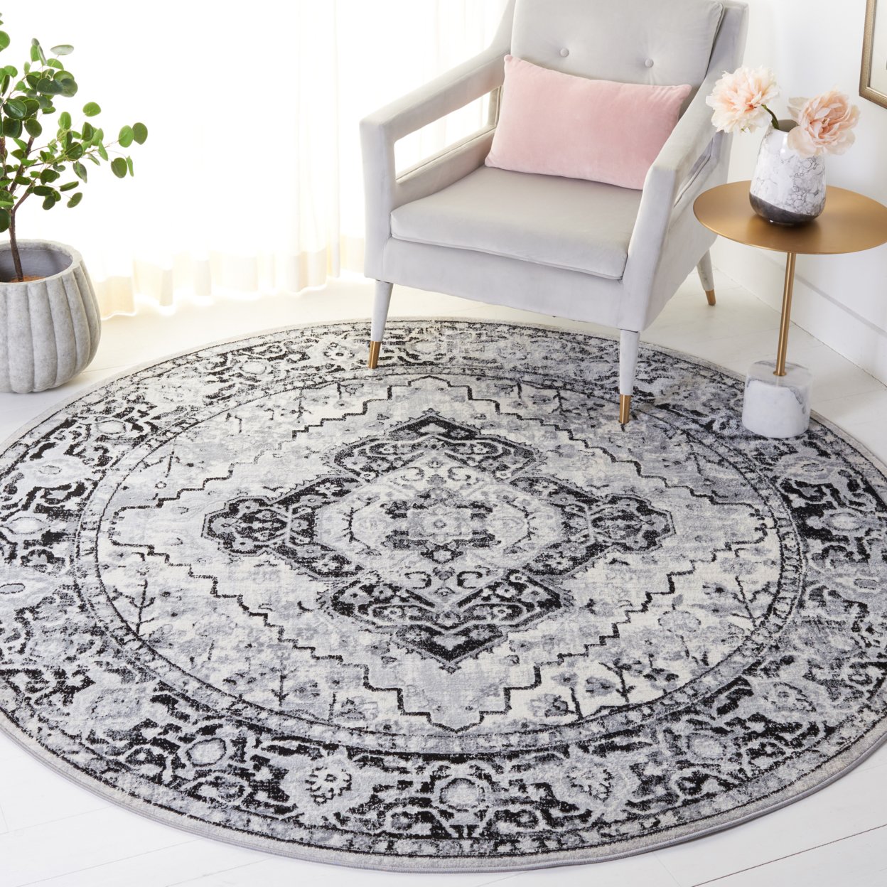 SAFAVIEH Brentwood Collection BNT888Z Black / Ivory Rug - 9' X 12'