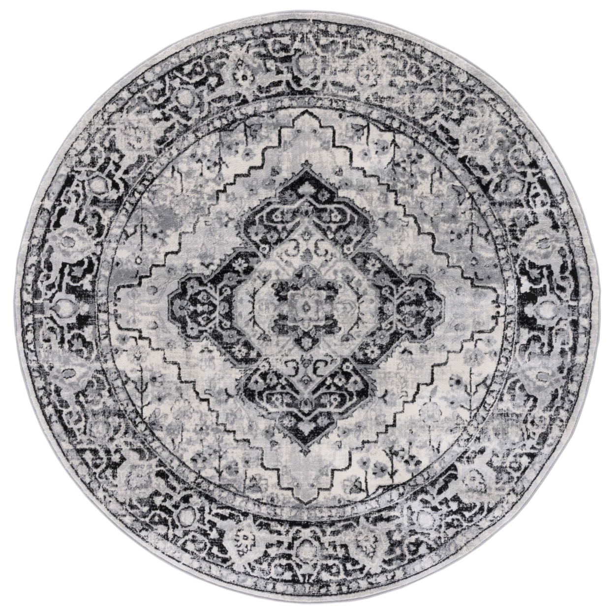 SAFAVIEH Brentwood Collection BNT888Z Black / Ivory Rug - 6' 7 Round