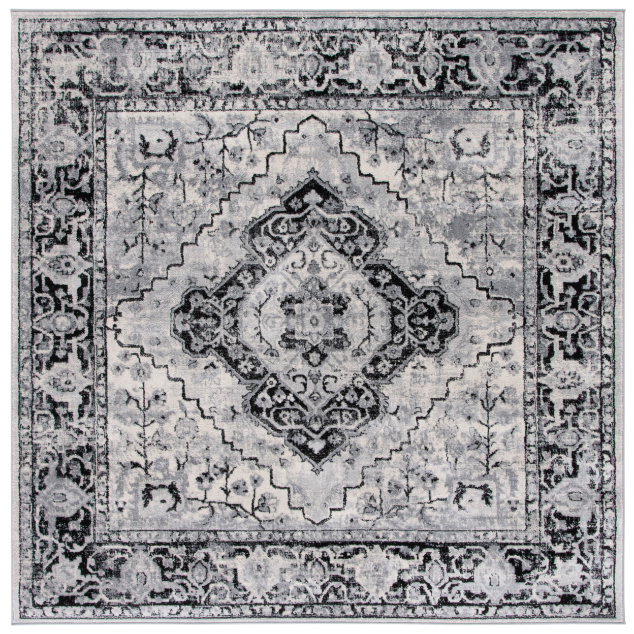 SAFAVIEH Brentwood Collection BNT888Z Black / Ivory Rug - 6' 7 Square