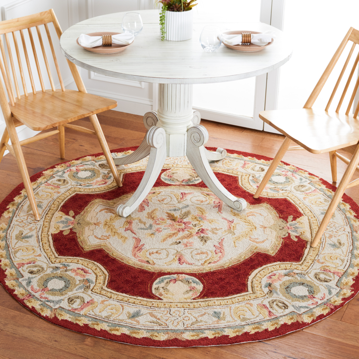 SAFAVIEH Easy Care EZC755A Ivory / Red Rug - 4' X 6'