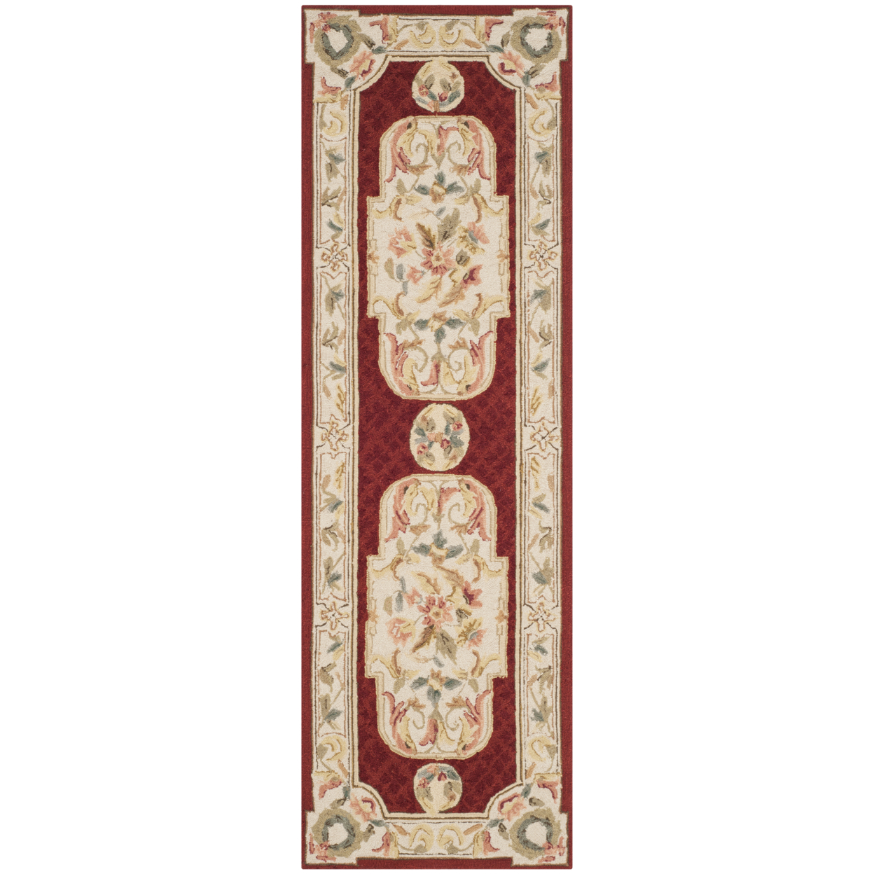 SAFAVIEH Easy Care EZC755A Ivory / Red Rug - 2' 6 X 8'