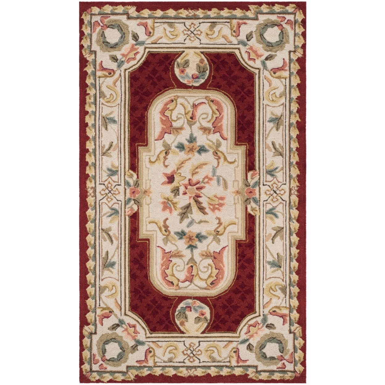 SAFAVIEH Easy Care EZC755A Ivory / Red Rug - 3' X 5'