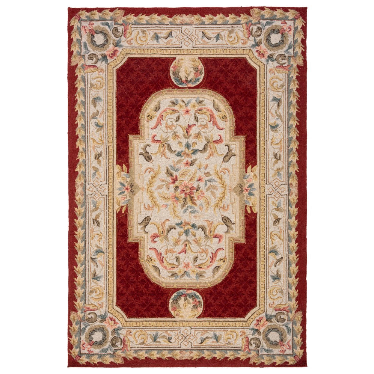 SAFAVIEH Easy Care EZC755A Ivory / Red Rug - 4' X 6'