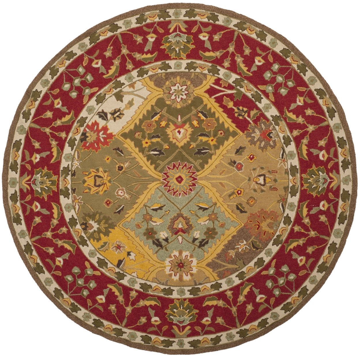 SAFAVIEH Easy Care EZC761A Multi / Red Rug - 8' Round