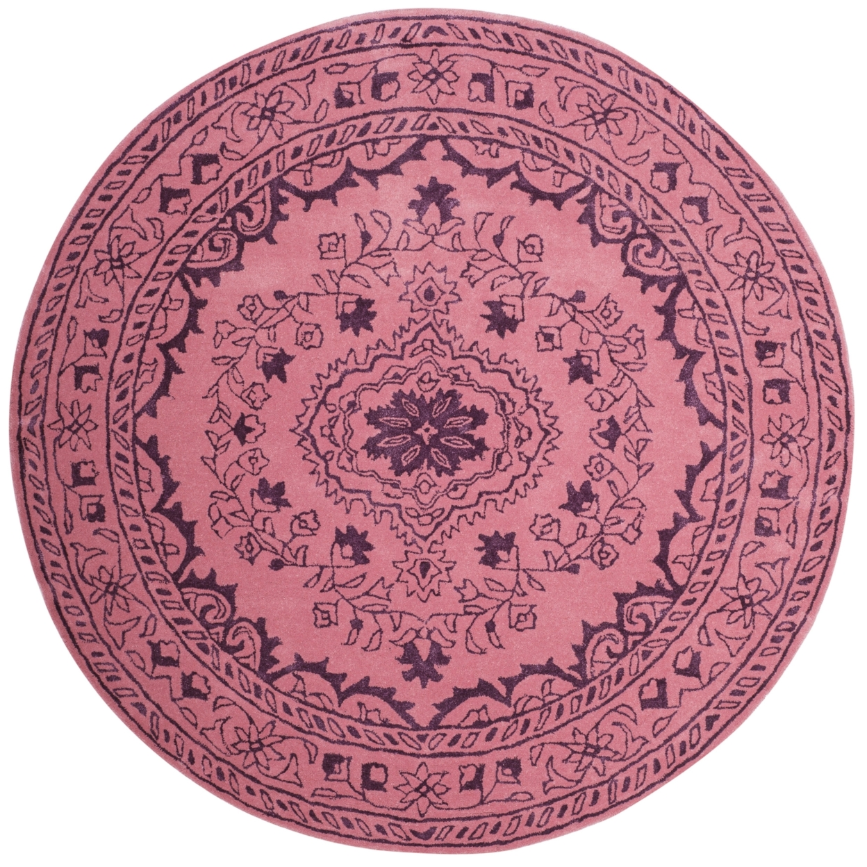 SAFAVIEH Glamour Collection GLM533E Handmade Pink Rug - 6' Round