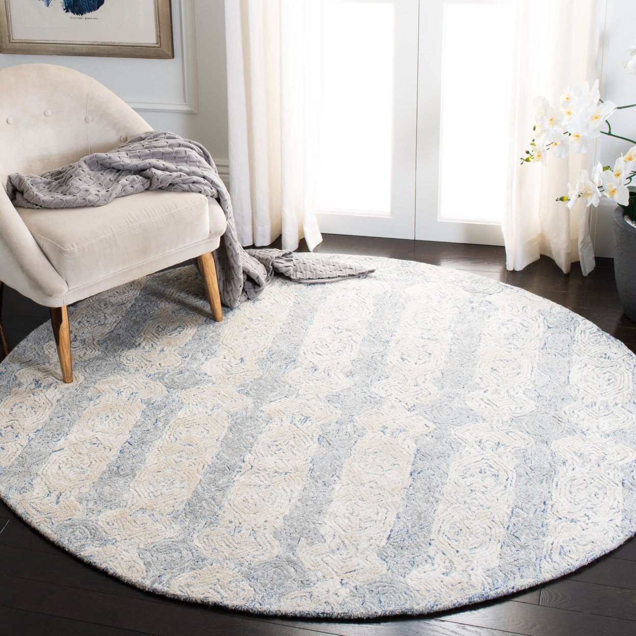 SAFAVIEH Glamour Collection GLM536M Blue / Ivory Rug - 2' 3 X 8'