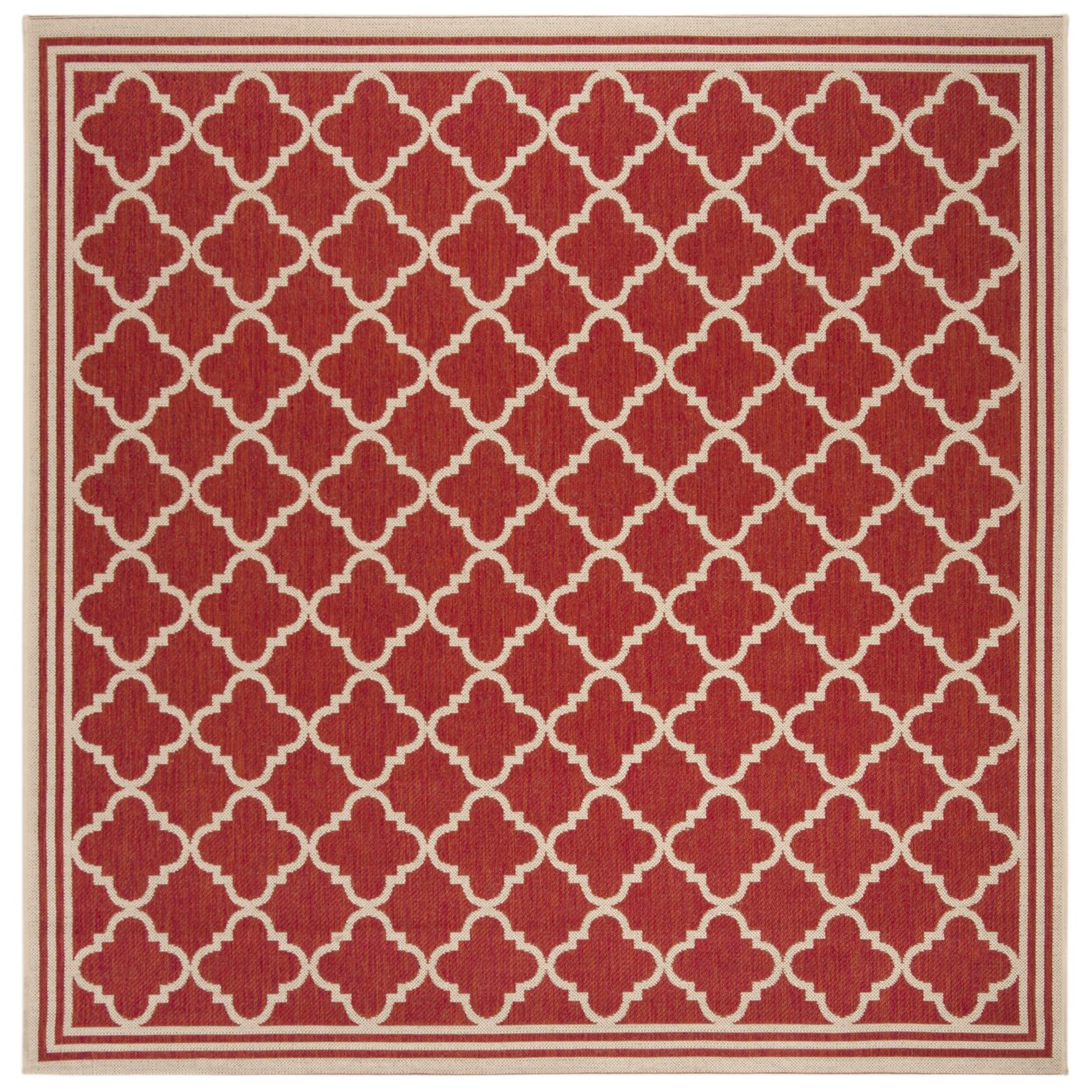 SAFAVIEH Outdoor LND121Q Linden Collection Red / Creme Rug - 6' 7 Square