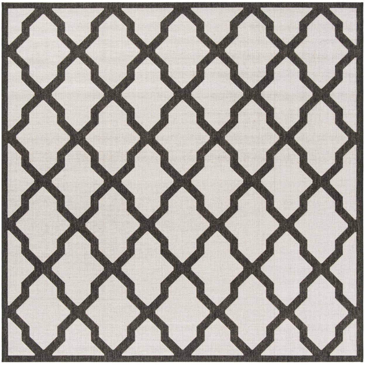 SAFAVIEH Outdoor LND122A Linden Light Grey / Charcoal Rug - 6' 7 Square