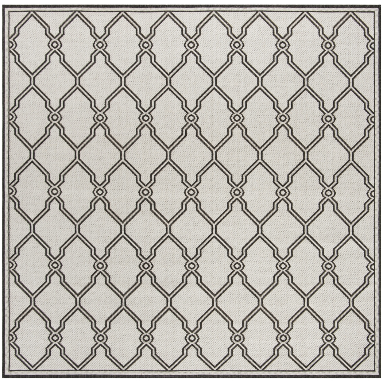 SAFAVIEH Outdoor LND124A Linden Light Grey / Charcoal Rug - 6' 7 Square