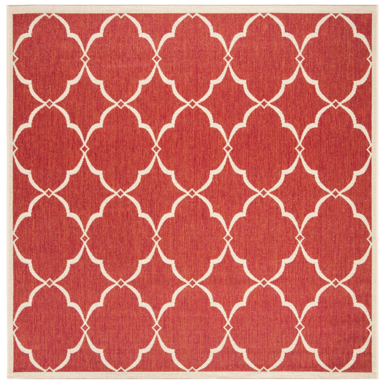 SAFAVIEH Outdoor LND125Q Linden Collection Red / Creme Rug - 6' 7 Square