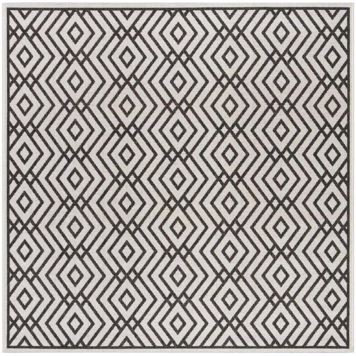 SAFAVIEH Outdoor LND126A Linden Light Grey / Charcoal Rug - 6' 7 Square