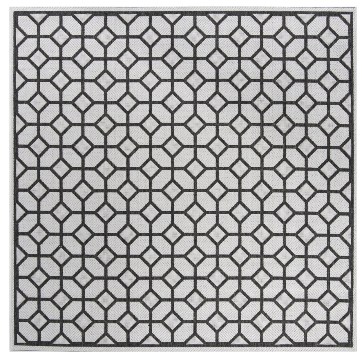 SAFAVIEH Outdoor LND127A Linden Light Grey / Charcoal Rug - 6' 7 Square