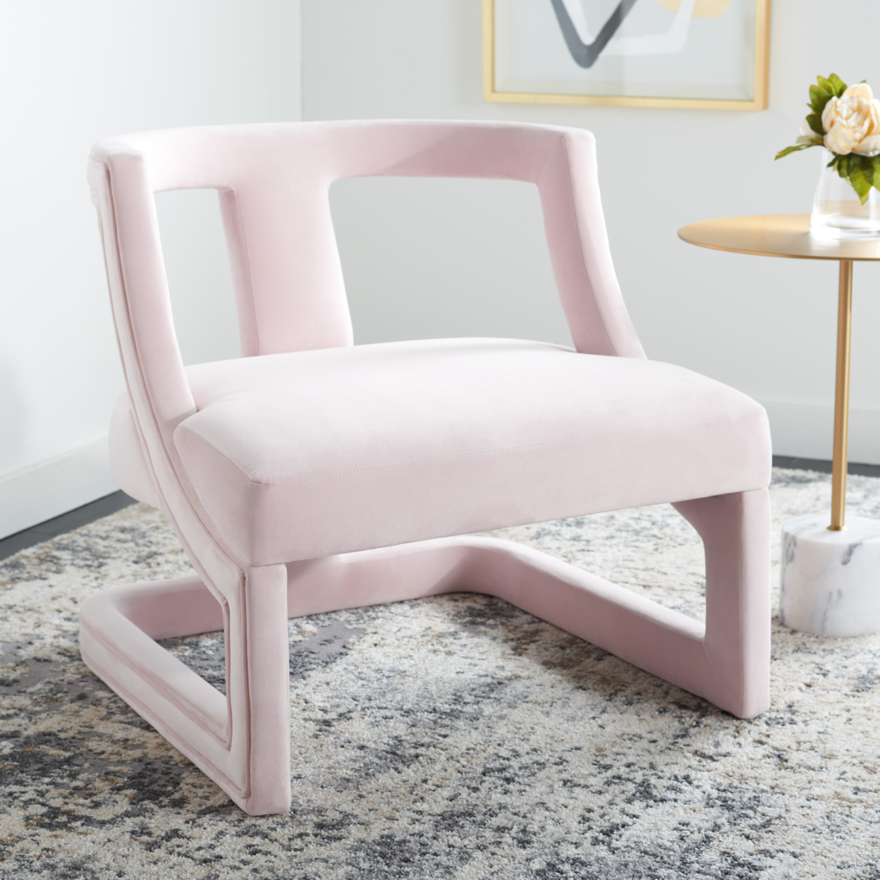 SAFAVIEH Rhyes Accent Chair Light Pink