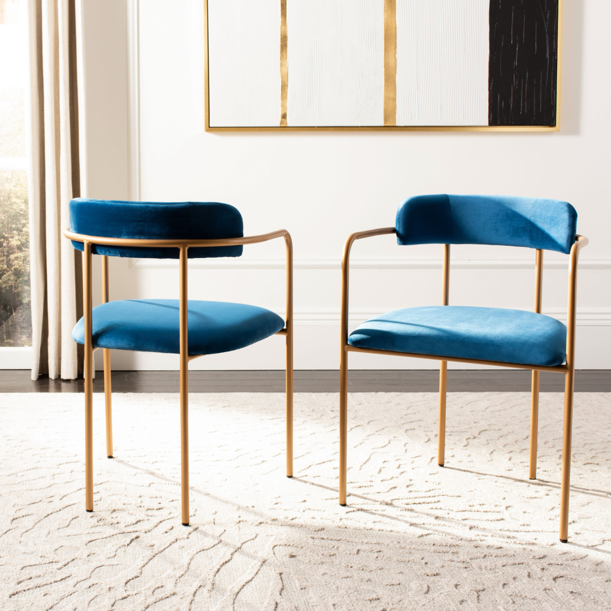 SAFAVIEH Camille Side Chair Navy / Gold