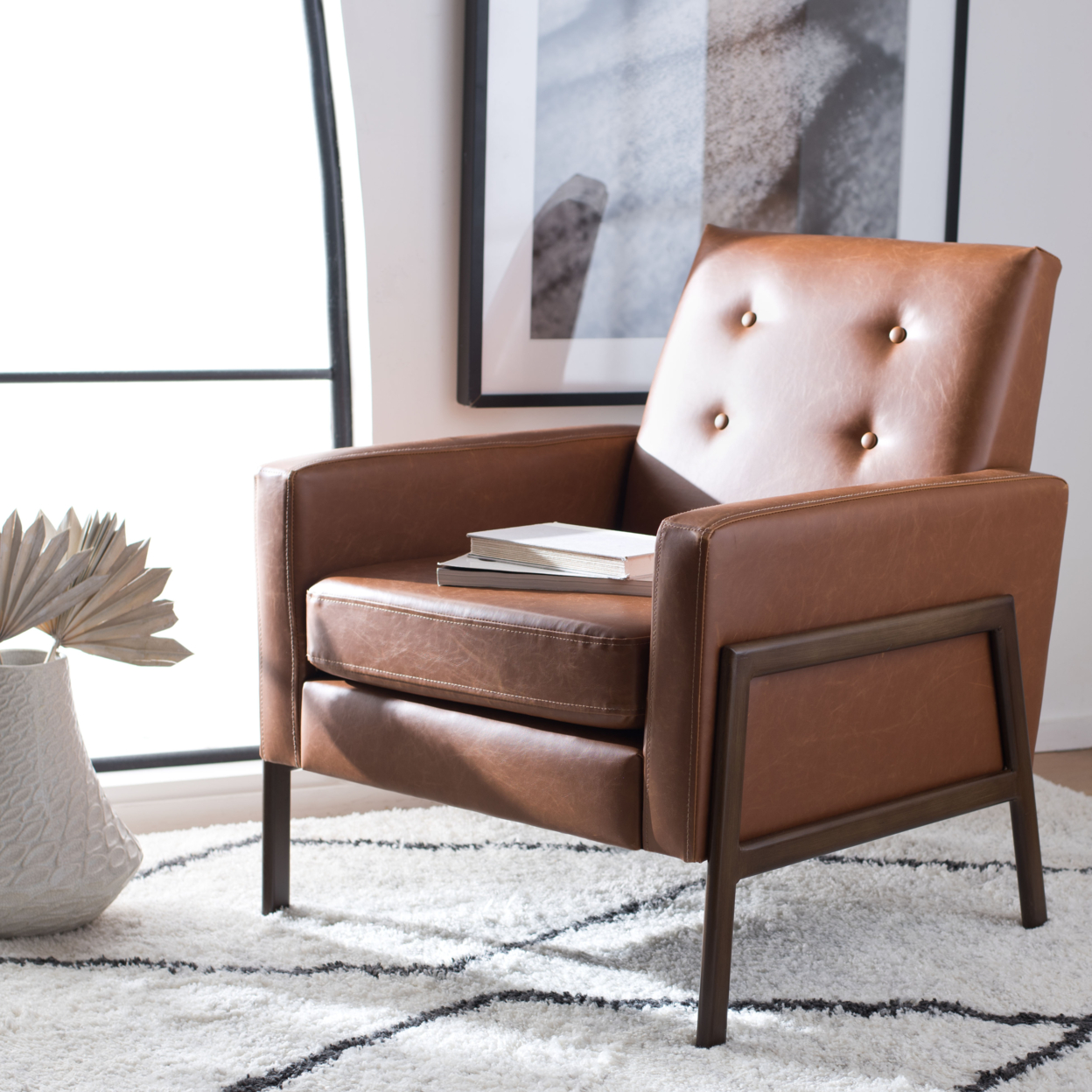 SAFAVIEH Roald Sofa Accent Chair Light Brown / Antique Coffee