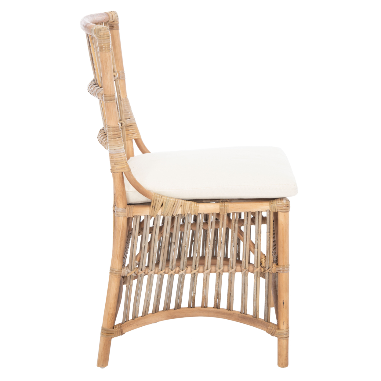 SAFAVIEH Erika Rattan Accent Chair With Cushion Grey White Wash / White