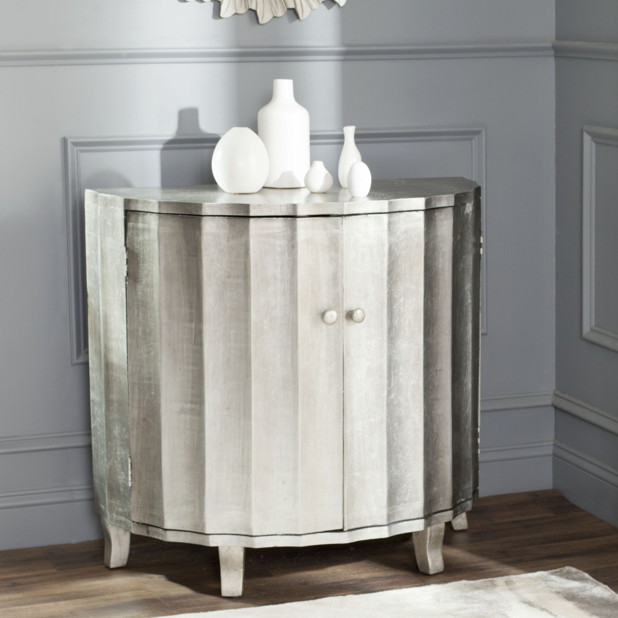 SAFAVIEH Rutherford Demilune Cabinet Silver