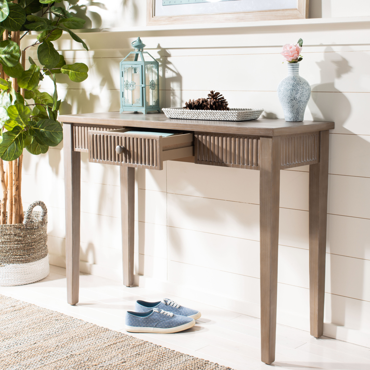 SAFAVIEH Beale Console Table With Storage Drawer Grey