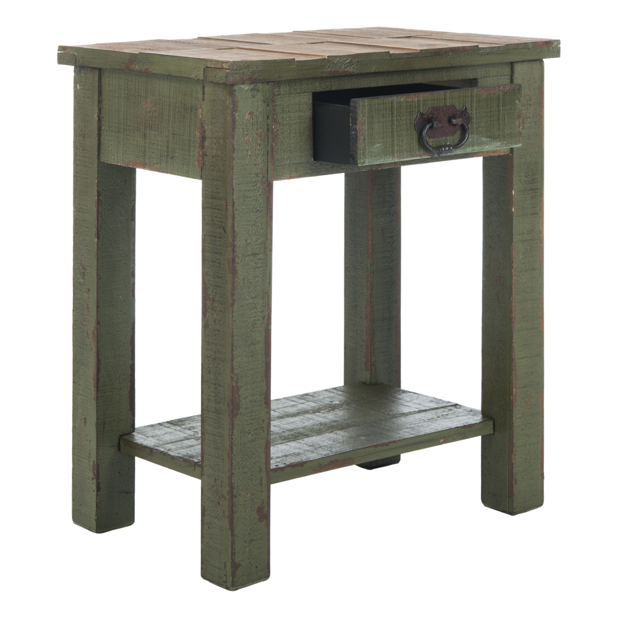 SAFAVIEH Alfred End Table With Storage Drawer Antique Green