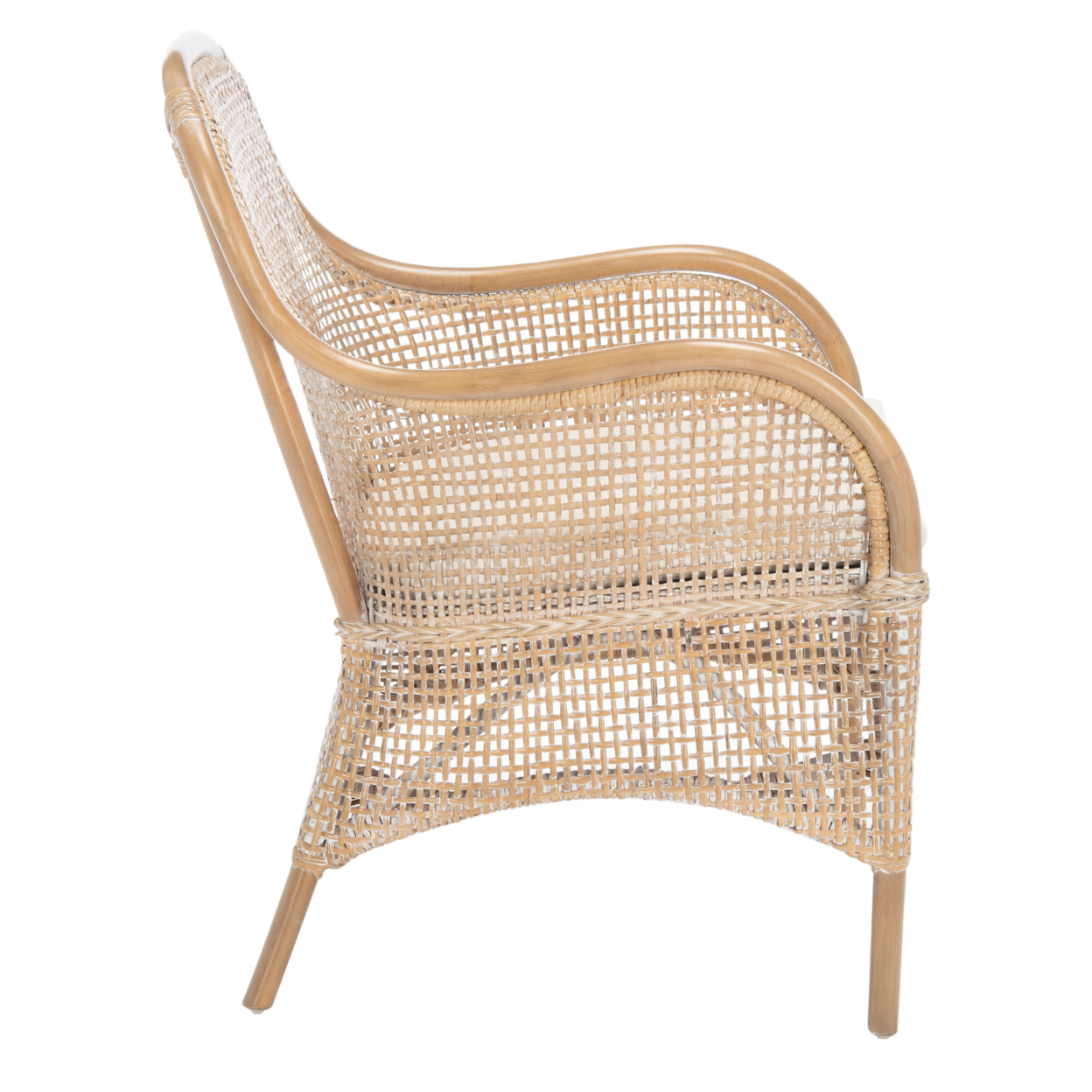 SAFAVIEH Charlie Rattan Accent Chair With Cushion Dark Natural / White
